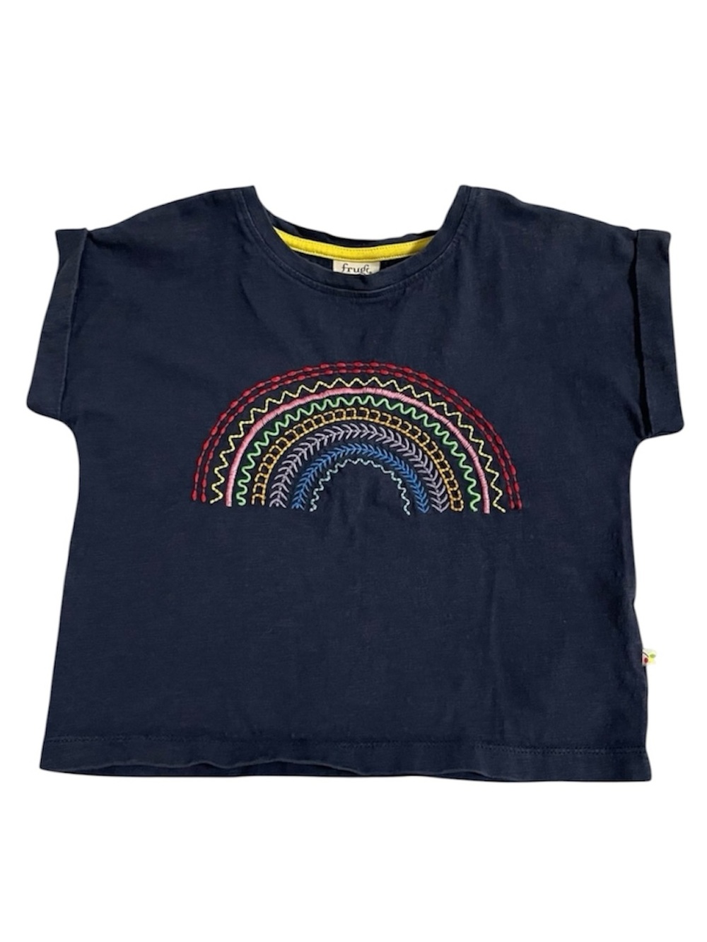 🩵2/$20 — Frugli organic cotton embroidered rainbow cap sleeve t shirt 4T